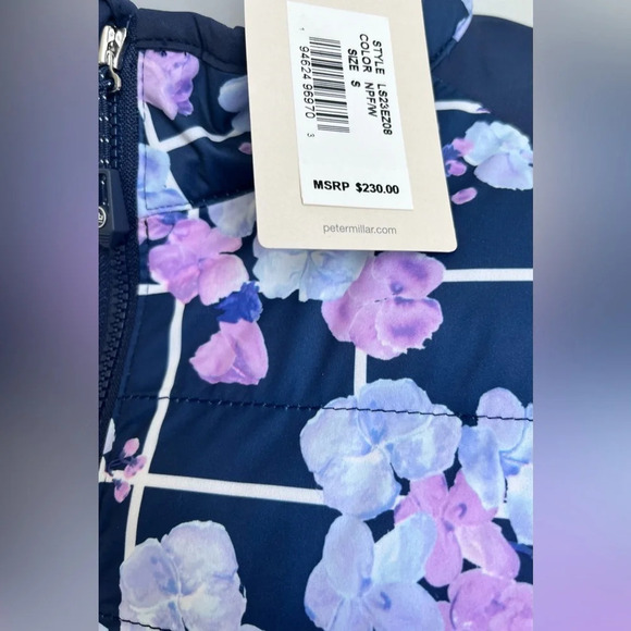 NEW Ladies Peter Millar Outdoor/Golf Hybrid Quilted Navy Floral Full Zip Jacket - Picture 5 of 12